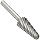 PFERD 14 Degree Taper Carbide Bur, Clog-Resistant, Uncoated (Bright) Finish, Single Cut, Radius End