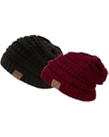 Trendy Warm Chunky Soft Stretch Cable Knit Slouchy Beanie Skully HAT20A