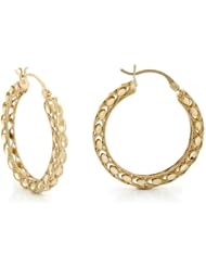 14k Yellow Gold 3.5cm Medium Unique Stylish Ladies Hoop Earring