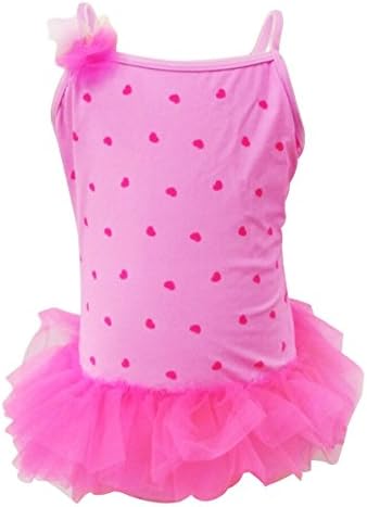 HuaTu Little Girl's Pink Flower Hart Print Swimsuit Swimwear Swimming Suit 3-4Y