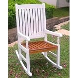 Traditional Porch Rocker (White/Oak) (43.25H x 23.25W x 31.5D)