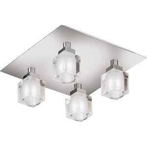 Eglo 83921A Tresco, Nickel Frosted, 4-Light Wall Light Fixture