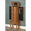 Classic Oak Finish Jewelry Storage Armoire with Mirror By Coaster Furniture