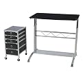 Skandia Glass Top Desk w/File - Black