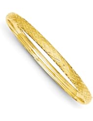 14k 3/16 Diamond-Cut Fancy Hinged Bangle Bracelet