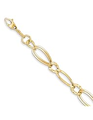 14k Polished And Textured Hollow W/Ext. Bracelet