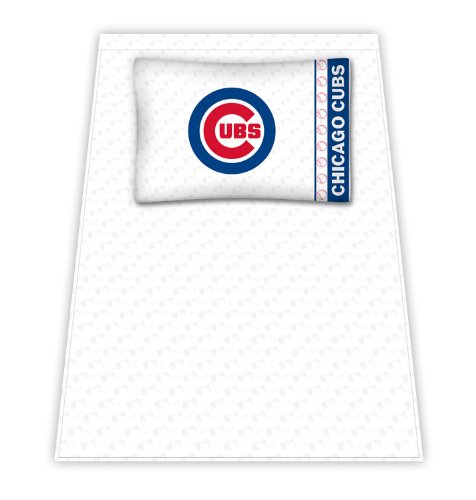 Best Quality Micro Fiber Sheet Set - Chicago Cubs MLB /Color White Size Full