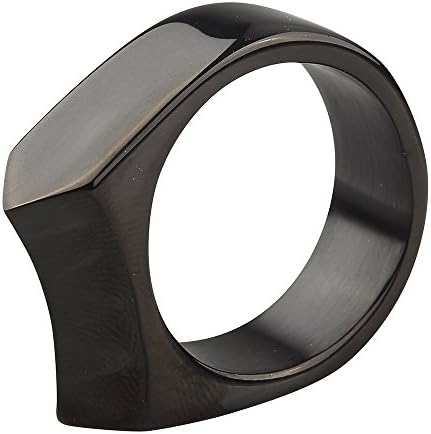 TOOTOBUY Handmade Stainless Steel Self Defense Survival Tool EDC Ring (black)