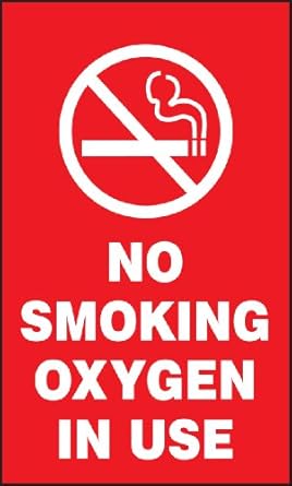 No Smoking Oxygen In Use 5X3 Magnetic Vinyl Sign: Industrial Warning ...
