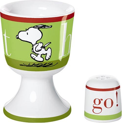 United Labels 0106882 - Best of Snoopy-Home Run Eierbecher mit Salzstreuer Porzellan in prämierter Geschenkverpackung