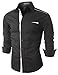 Doublju Mens Contrast Trimmed Button Down Dress Shirts
