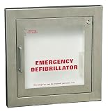 Semi-Recessed Stainless Steel AED Wall Cabinet w/1.5'' Trim