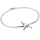 Rhodium Plated Sterling Silver Starfish Bracelet, 7.5"