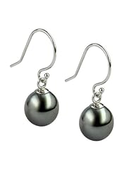 14K White Gold Tahitian Pearl Hook Earrings