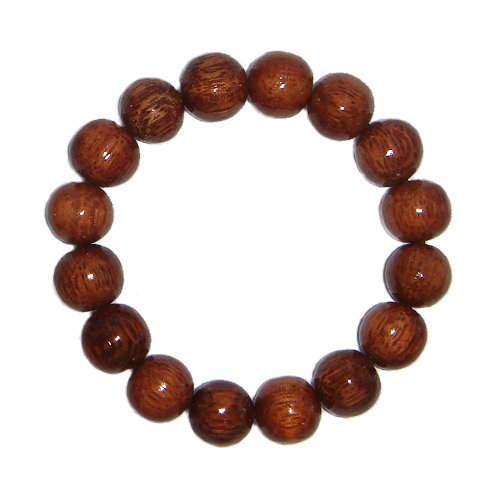 Hawaiian Jewelry Large Koa Wood Bead Elastic Bracelet - 12mm