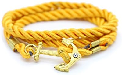 Hallery Alloy Diamond DIY Twining Weave Gilded Anchors Leather Bracelets(No.29)