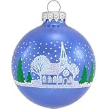 Church Snow Scene Glass Ornament