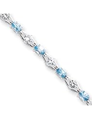 Sterling Silver Blue Topaz & Cz Bracelet