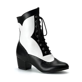 Womens Costume Boots 2 Inch Sexy Spectator Boot English Victorian Costume Halloween Accessory Black White