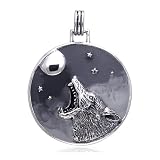 Howling Baying Coyote at the Moon Totem Animal Speak Sterling Silver Slide Art Pendant