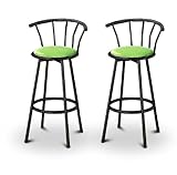 2 Glitter Green Vinyl Black 29" Swivel Barstools