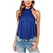 Toraway Blouses, Women Summer Sleeveless Lace Vest Blouse Shirt Tops (Medium, Blue)