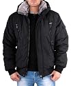 Herren Anorak Winterjacke Bomberjacke schwarz m Kapuze