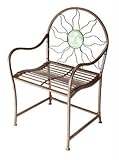 IMAGE OF Chair With Green Sun Face Insert Iron Glass Oat Red Rustic Mr Sol 22 X 20 X 36