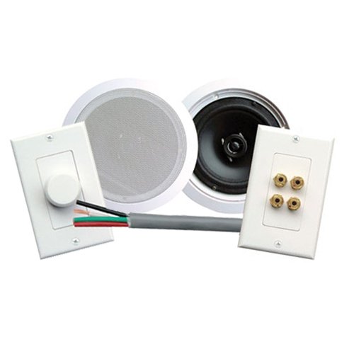 Pyle Home PHSKIT8 300-Watt 8-Inch Dual In-Ceiling Speaker /Volume Control/Speaker Wall Plate/Wiring Combo Speaker System (Pair)