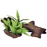 Exotic Environments Mopani Wood with Silk Style Plants Aquarium Ornament, Medium
