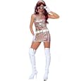 All New Young Women/women Mod Metallic 60s Swinger Costume Dress & Headwrap (sunglasses/gloves/boots Not Included)