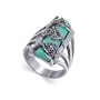 Nickel Free Sterling Silver 13mm x 23mm Reconstituted Turquoise Marcasite 5mm Band Polished Finished Ring Size 7