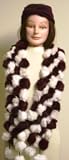 Imported Light White and Brown Two Color Four Strand Luxurious Rabbit Fur Scarf for Women and Teens Offered in Combination with Hand Made Wool Jersey Head Band