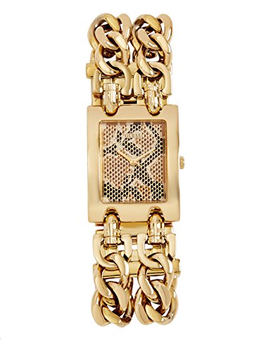 GUESS Women's Gold-Tone Dual Chain Bracelet Watch