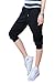 Pink Queen® Juniors Black Solid Elastic Waistband Active Capri Sweatpants L