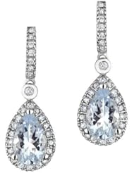 Aquamarine and Diamond Earrings 1/4ctw