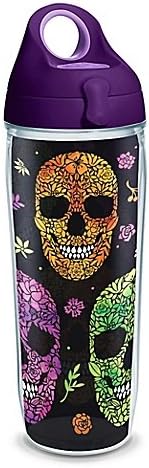 Halloween Floral Skulls 24 oz. Wrap Water Bottle | BPA-free plastic