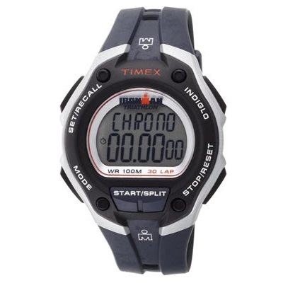 Timex Men's T5K416 Ironman 30-Lap Oversize Silver with Blue Resin Strap Sports Watch