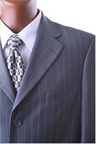 Men's Single Breasted 3 Button Gray Pinstripe Super 150's Wool Feel Vested Dress Suit