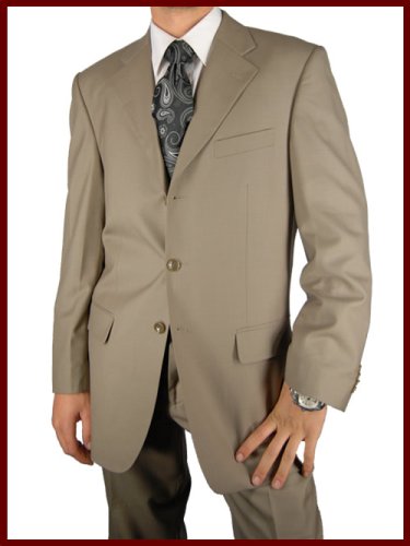 ~~ 2009 NEW MEN SUITS ~~ Brand New Italian Super 140's Merino Wool Hand Tailored Taupe Mens Suit 3 Button Suits with Pefect Fit Guaranteed ~ Comfort All Day Long ~