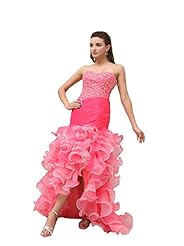 Sweetheart Crystal Crystals Organza High-Low-Hem Mermaid Evening Dress 