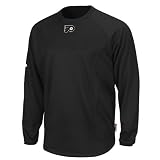 NHL Men's Philadelphia Flyers Long Sleeve Crew Neck Tech Fleece Pullover (Pro Black/Pro Black, Medium)