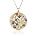 Yellow Gold Overlay Sterling Silver Multi-Gemstone Circle Pendant, 18"