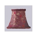 Bell Shaped Chandelier Clip On Lamp Shades with Fancy Trim - Burgundy Floral Print - B1539