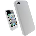 igadgitz Silikon Hülle Etui Case Schutzhülle Tasche in Weiß und mit schützender Hometaste-Abdeckung für Apple iPhone 4 HD 16gb & 32gb + Display Schutzfolie