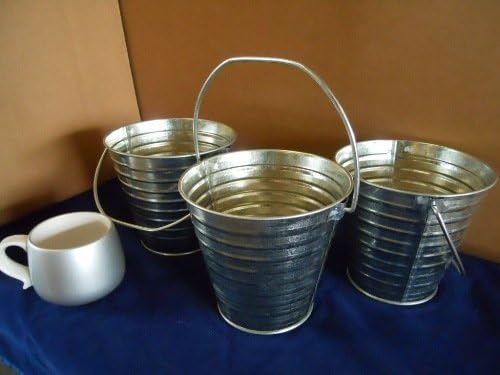 3 Pc SET 2 Qt Pail 7" Wide, 5 1/2" Tall Steel