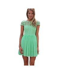 Chiffon Lace Floral Print Summer Party Dress/Mini Dress 