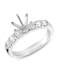 14K White Gold 0.55cttw Round Diamond Semi Mount Engagement Ring