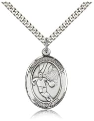 St. Christopher Basketball Medal, Sterling Silver, Large, Quarter Size