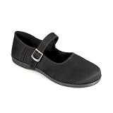 SASSIE Cute Plain Back Mary Jane Shoe Womens Comfortable Shoes Black Canvas Demonia